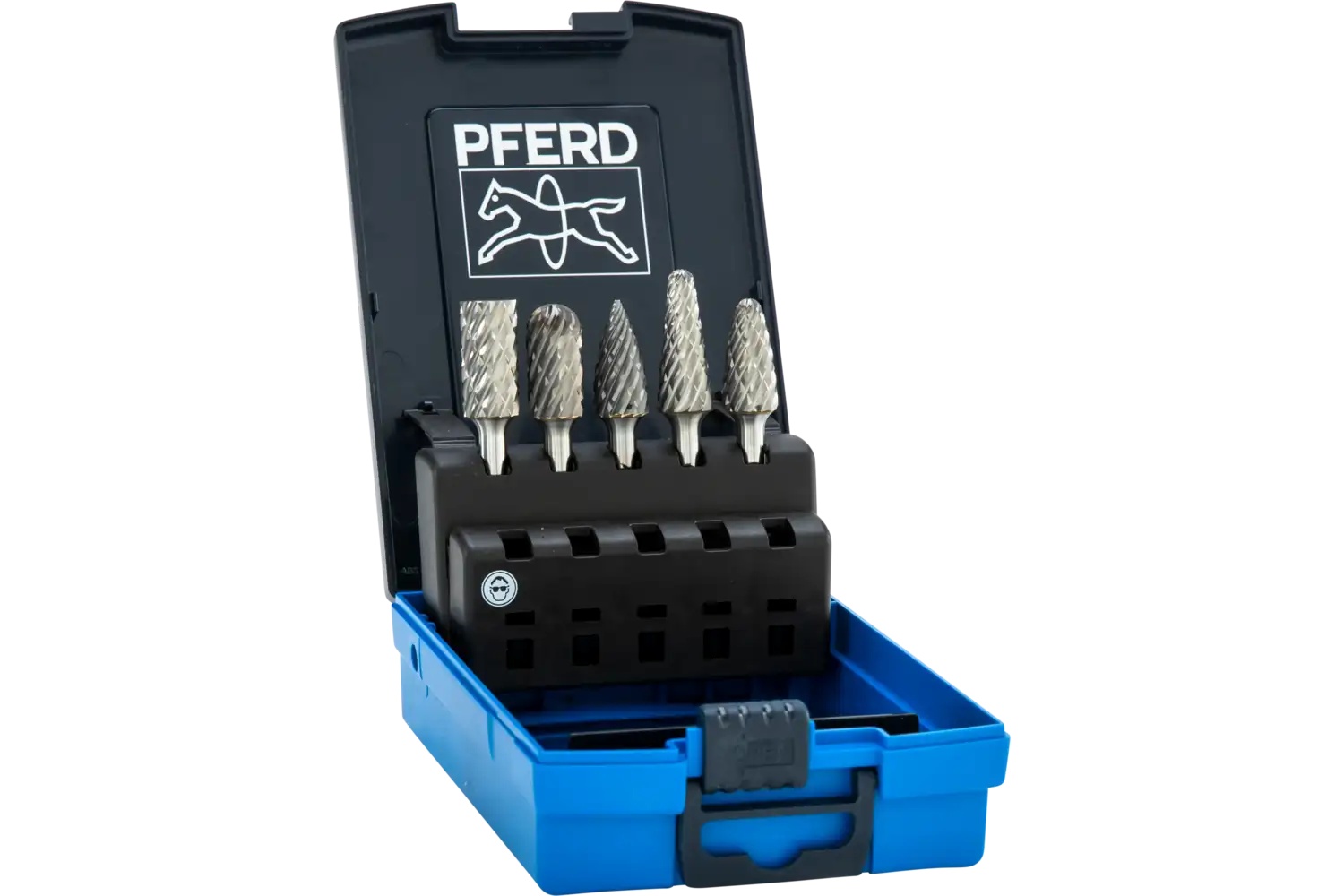 Picture of Pferd Carbide Bur Set 5 Piece Steel Cut 1/4" Shank Plastic Case